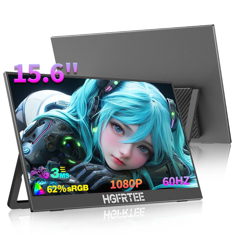 HGFRTEE Portable Monitor Second Screen GamingDisplay Built In Speakers