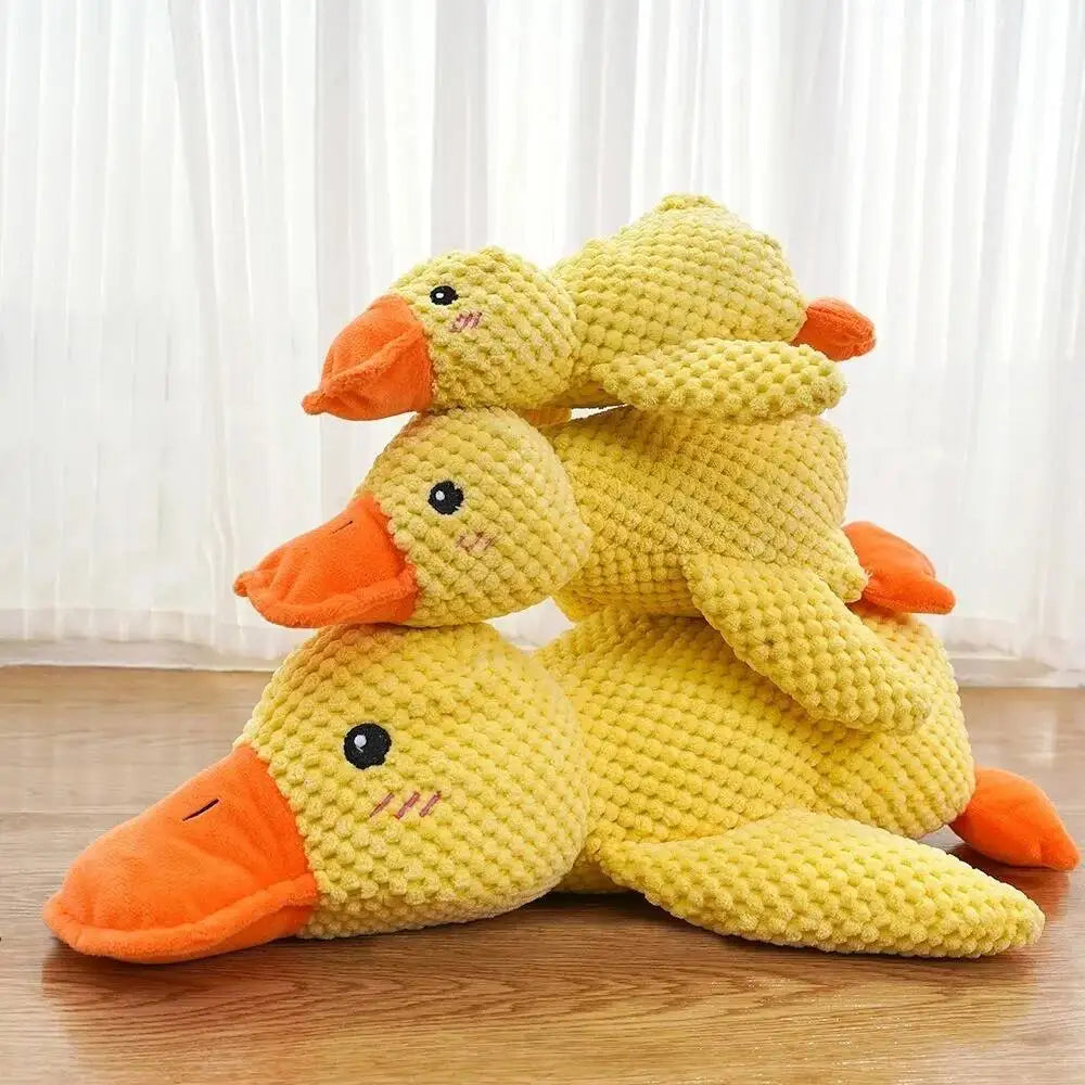 Squeaky Plush Duck Dog Chew Toy Bite Resistant Dental Cleaning