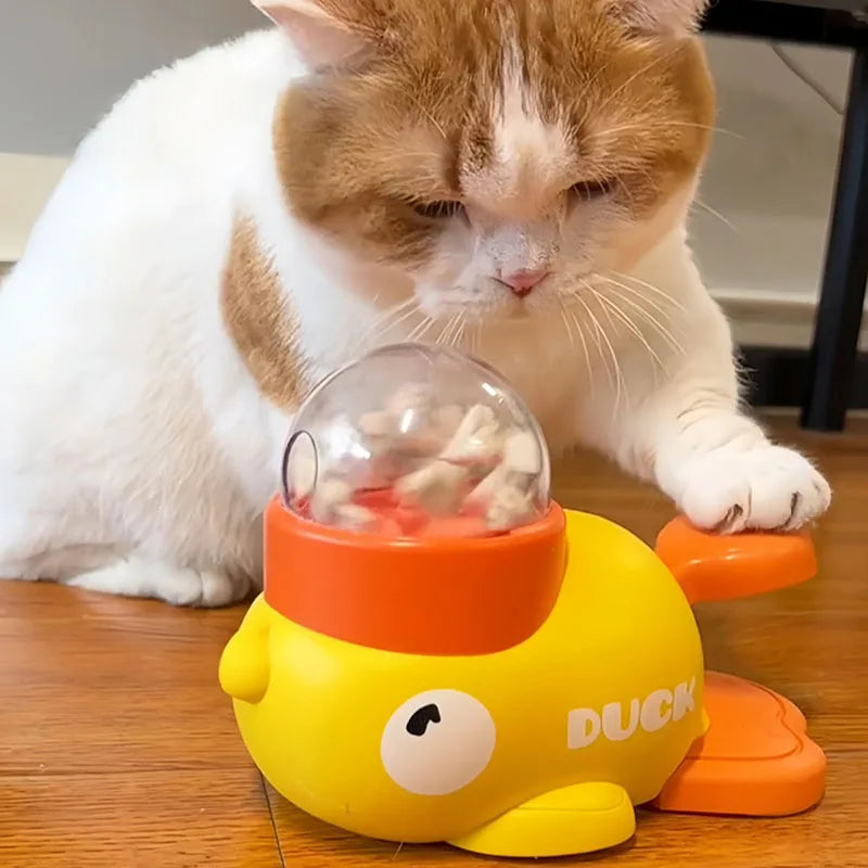 Yellow Duck Interactive Dog Feeder With Puzzle Toy Design And Anti Slip Base