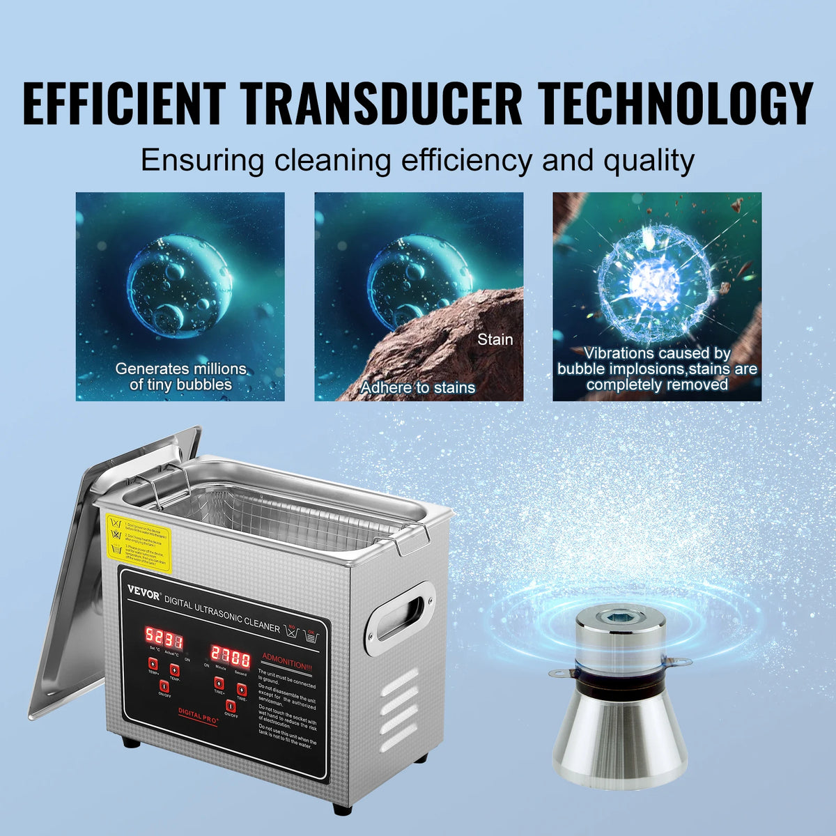 Succebuy Stainless Steel Ultrasonic Cleaner Portable Cleaning Machine For Home