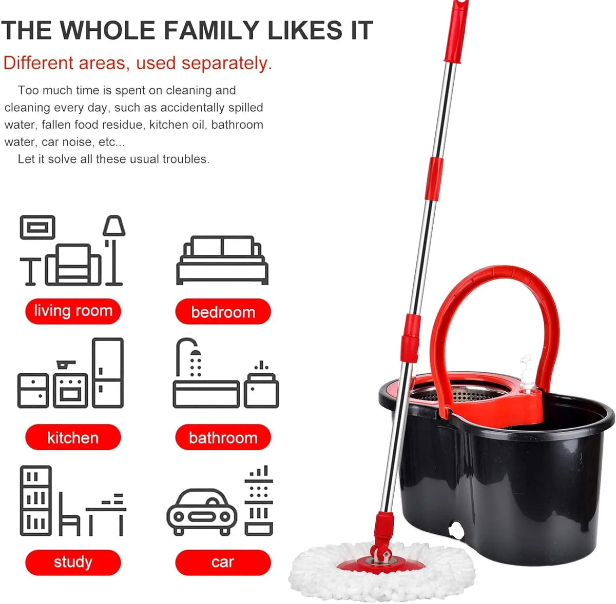360 Spin Mop Bucket With Wring System And Microfiber Heads