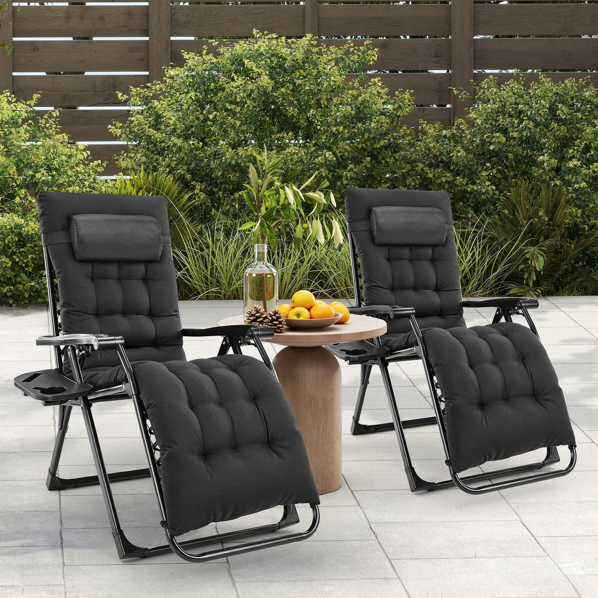 JHK Zero Gravity Recliner Folding Lounge With Cup Holder Cushion