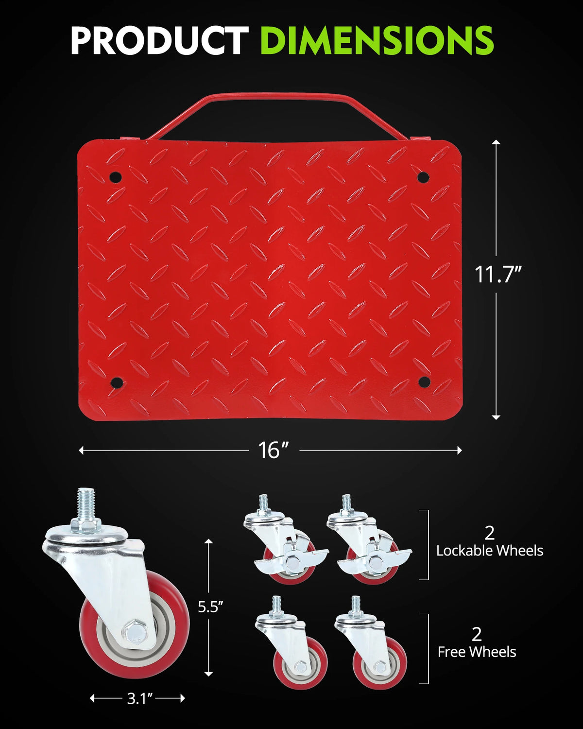 Twister Heavy Duty Car Tire Wheel Dollies For Auto Repair