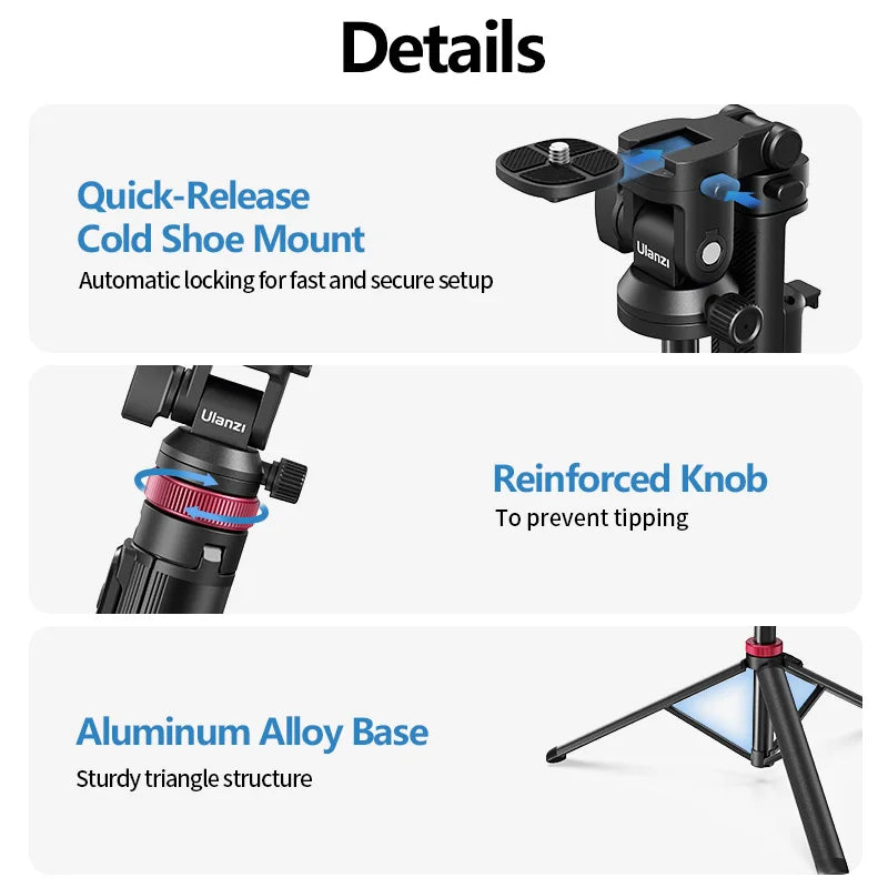 Ulanzi MT78 Tripod With Phone Holder And Cold Shoe Mount