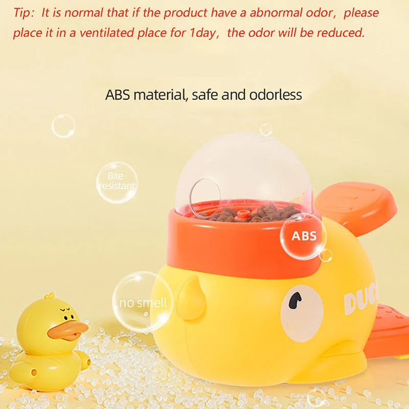 Yellow Duck Interactive Dog Feeder With Puzzle Toy Design And Anti Slip Base