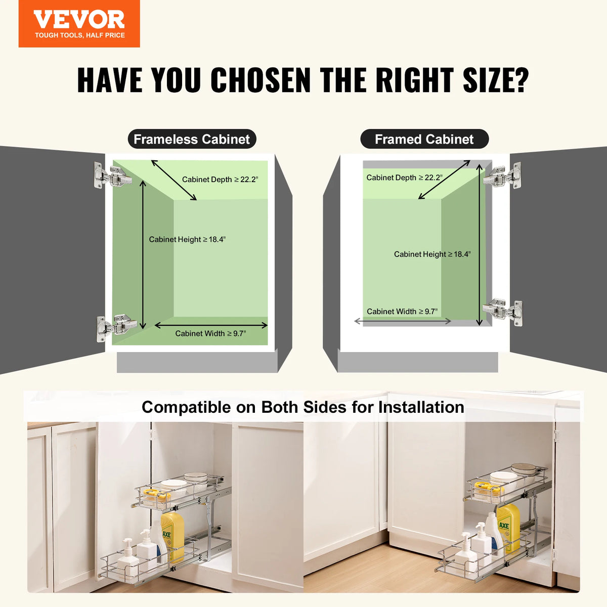 VEVOR Heavy Duty Chrome Plated Steel Pull Out Cabinet Organizer