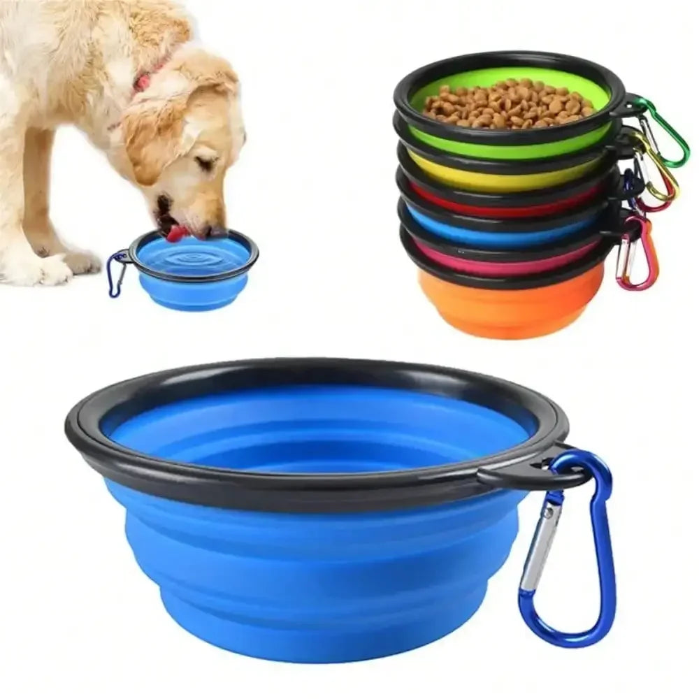 Dog Cat Silicone Food Water Bowl Portable Travel Camping Gear