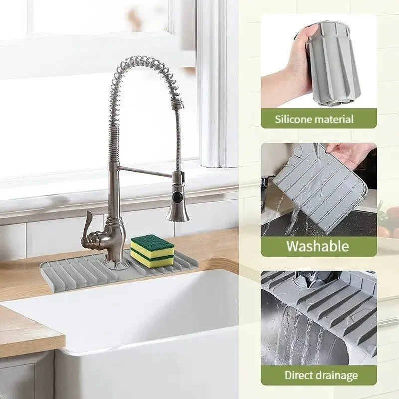 Silicone Faucet Mat Kitchen Sink Drying Sponge Holder