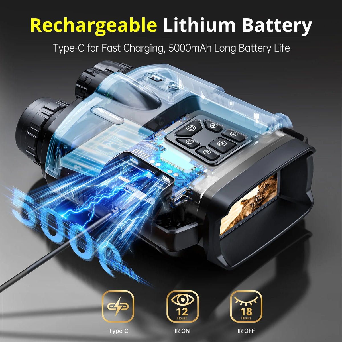 DIYIMIN Rechargeable Night Vision Binoculars With 8X Digital Zoom