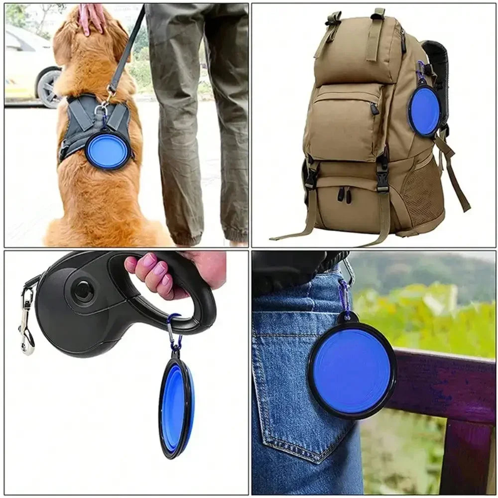 Dog Cat Silicone Food Water Bowl Portable Travel Camping Gear