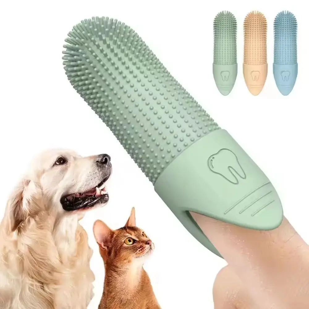 Dual Bristle Silicone Finger Toothbrush for Dog Dental Care