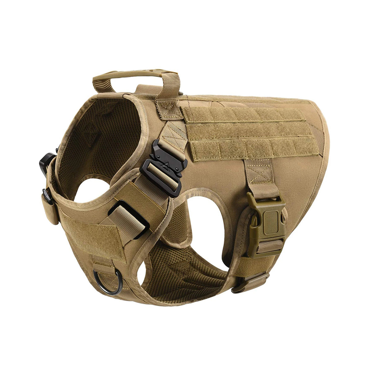 Nylon Tactical Dog Harness With Molle Pouches For Large Breeds