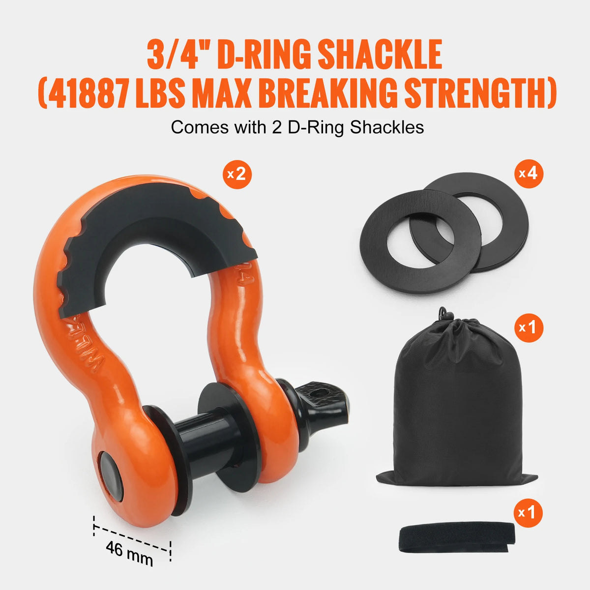 High Strength Polyester Tow Strap Recovery Kit For Trucks