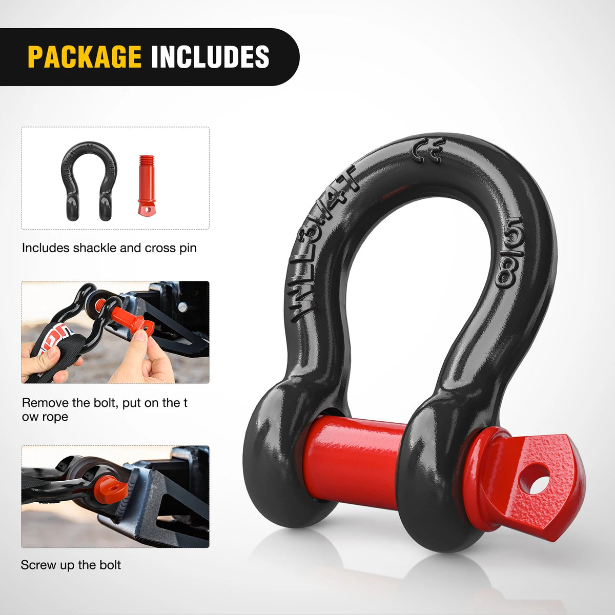 Nilight Heavy Duty Off Road Recovery D Ring Shackles