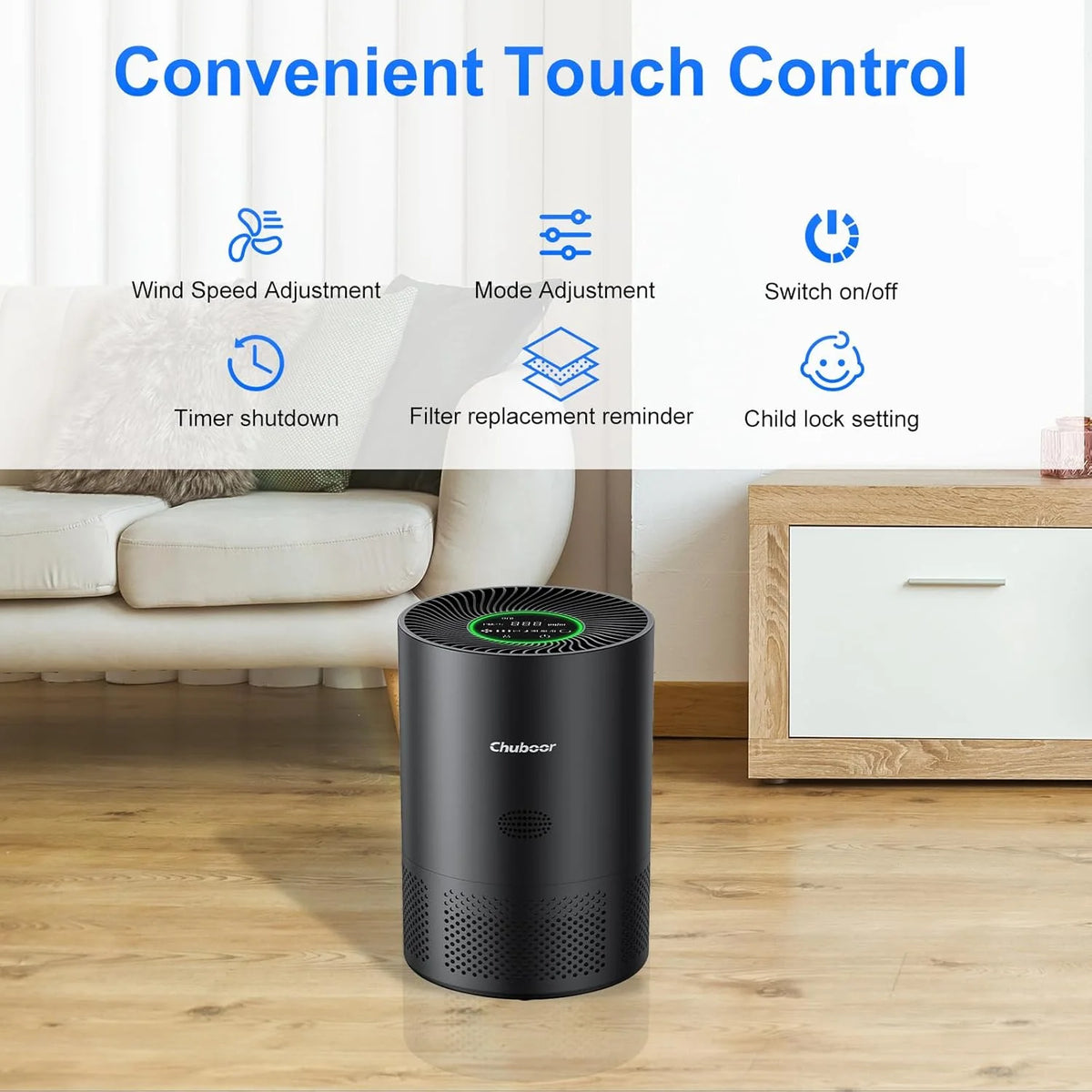 Chuboor True HEPA Air Purifier For Home Bedroom With H13 Filter