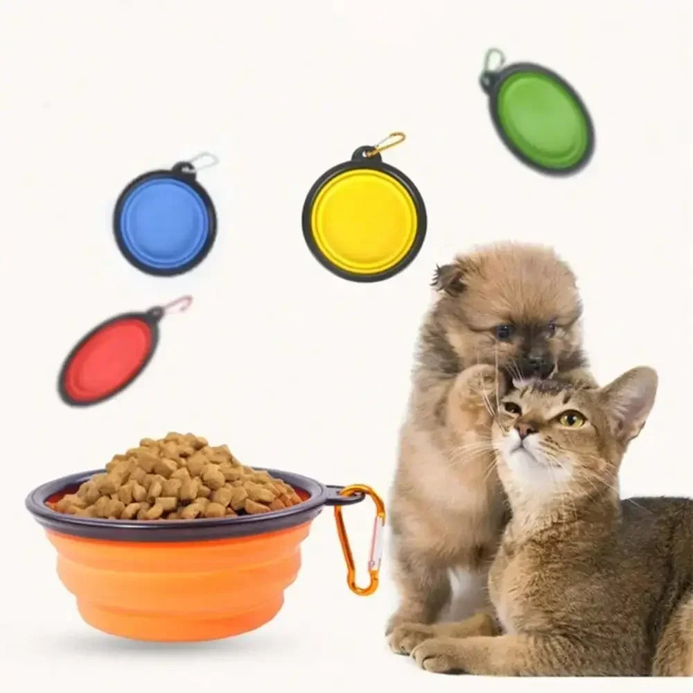 Dog Cat Silicone Food Water Bowl Portable Travel Camping Gear
