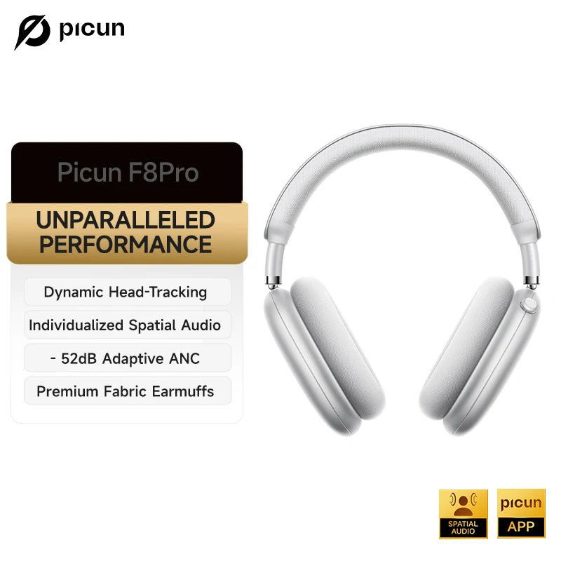 Picun F8 Pro Wireless ANC Headphones Featuring Immersive Spatial Audio