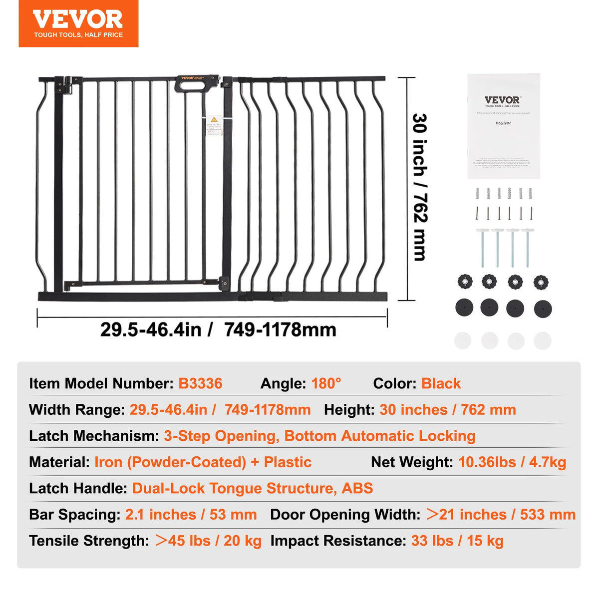 SucceBuy Easy Step Walk Thru Pressure Mount Baby And Dog Gate