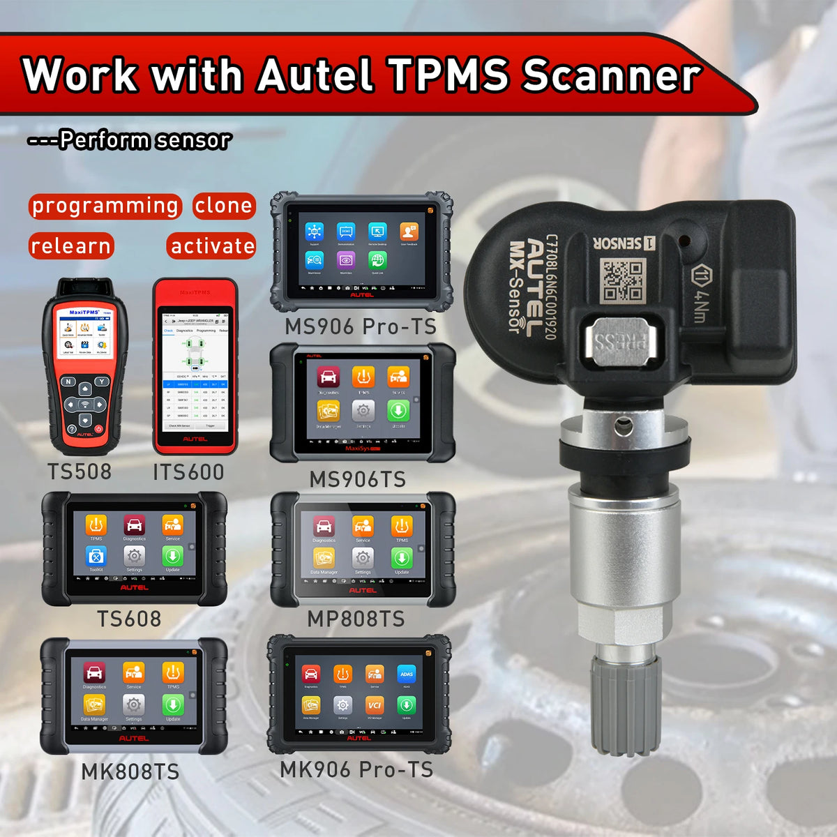 Autel TPMS MX Sensor 315MHz 433MHz 2in1 Programmable Automotive Tool