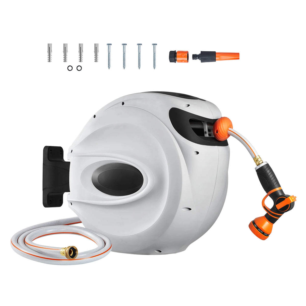 SucceBuy Retractable Garden Water Hose Reel With Nozzle