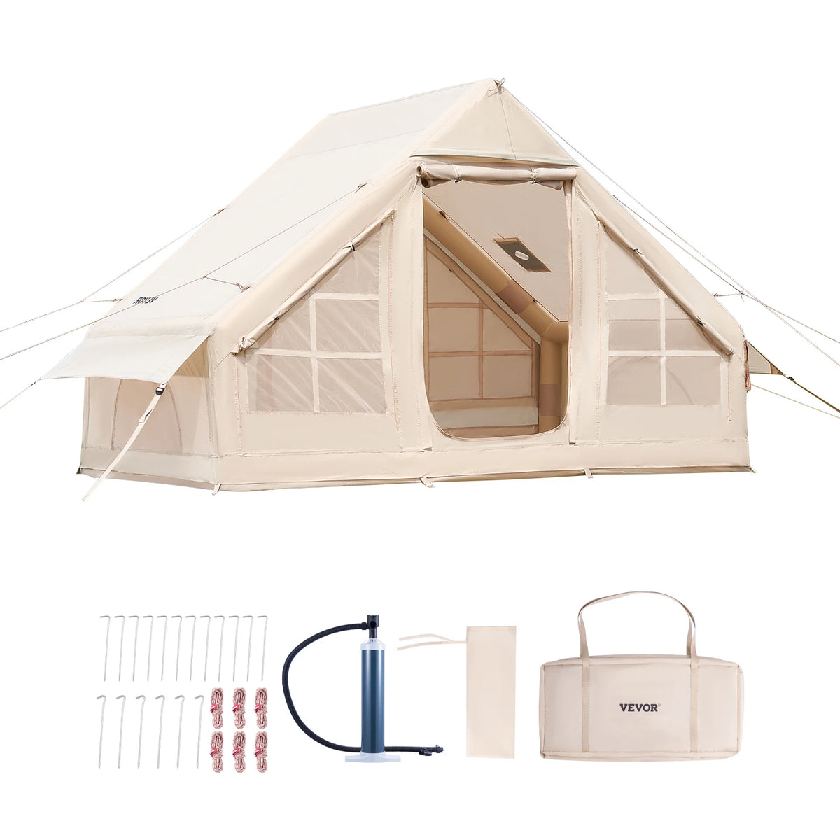 SucceBuy Inflatable Camping Tent Easy Setup Hand Pump Stove Jack