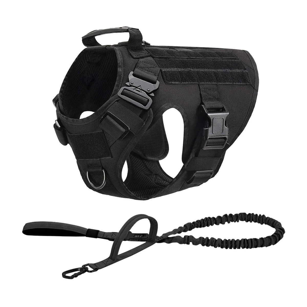 Nylon Tactical Dog Harness With Molle Pouches For Large Breeds
