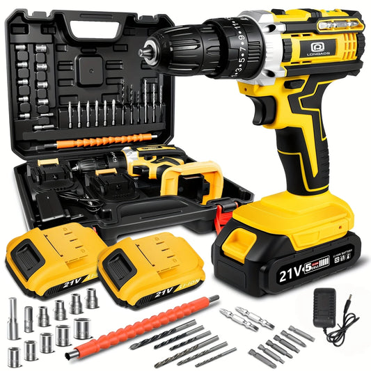 21v Cordless Drill Driver Kit With Led Light