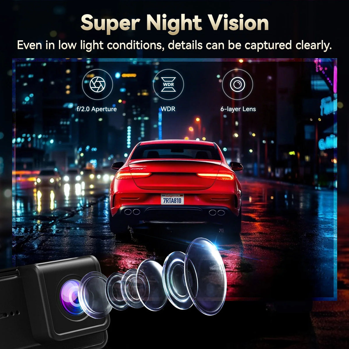 Redtiger 4K Front And Rear Dash Camera With Wifi Gps