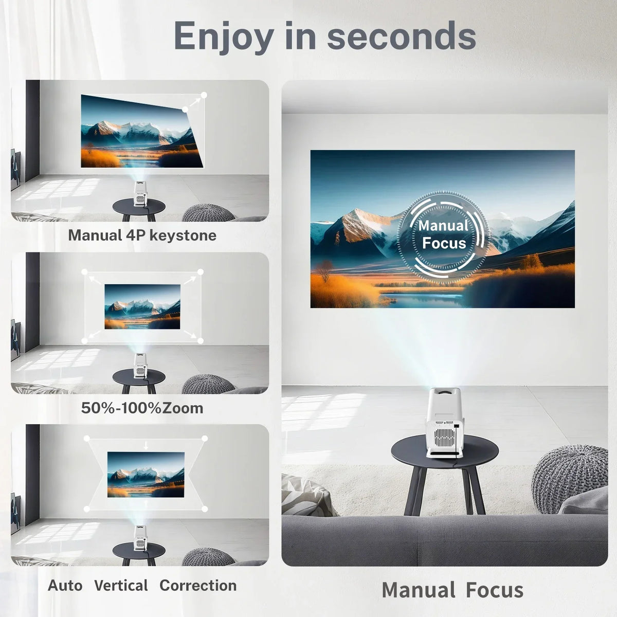 LynCast Smart Mini Projector Native 1080P With Auto Keystone