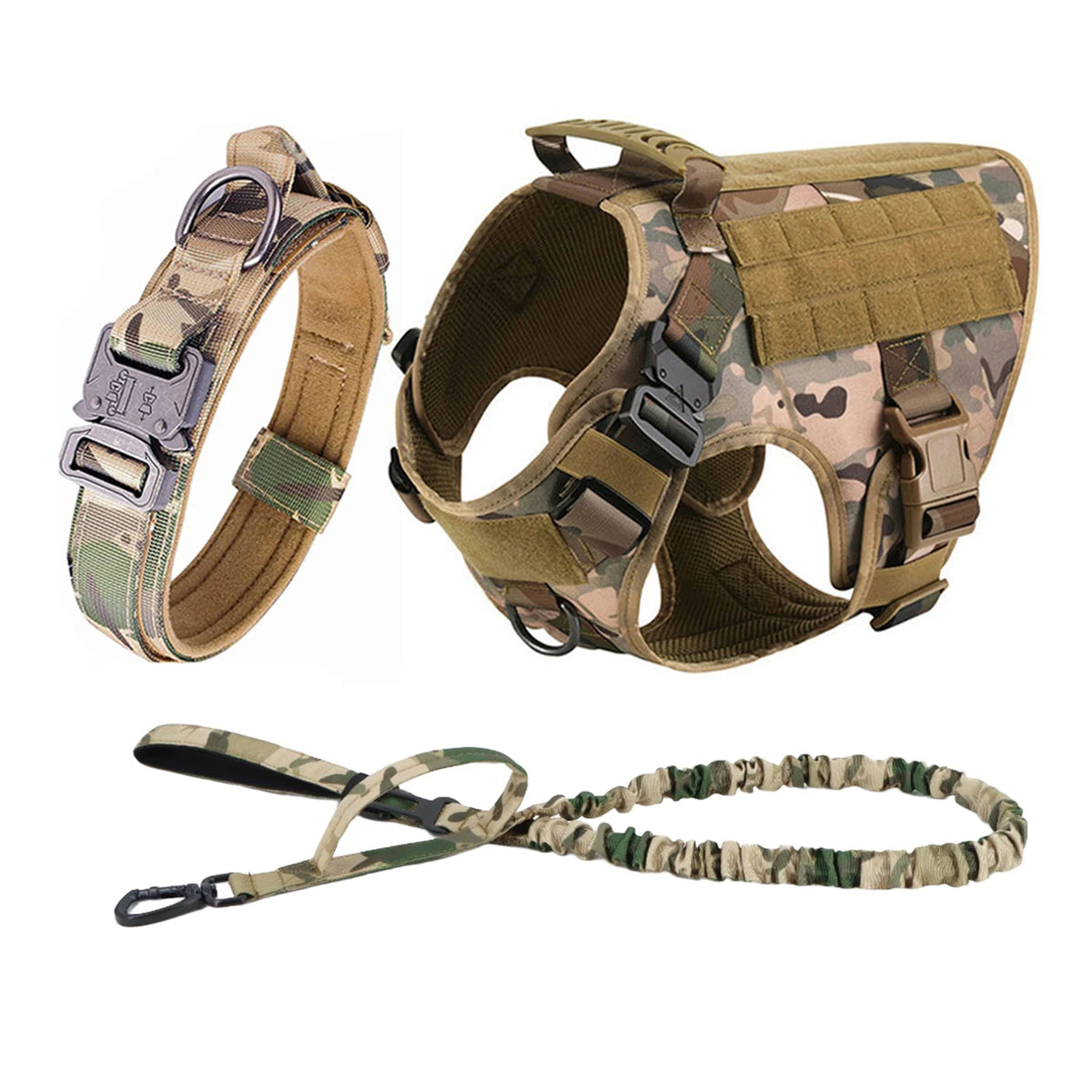 Nylon Tactical Dog Harness With Molle Pouches For Large Breeds