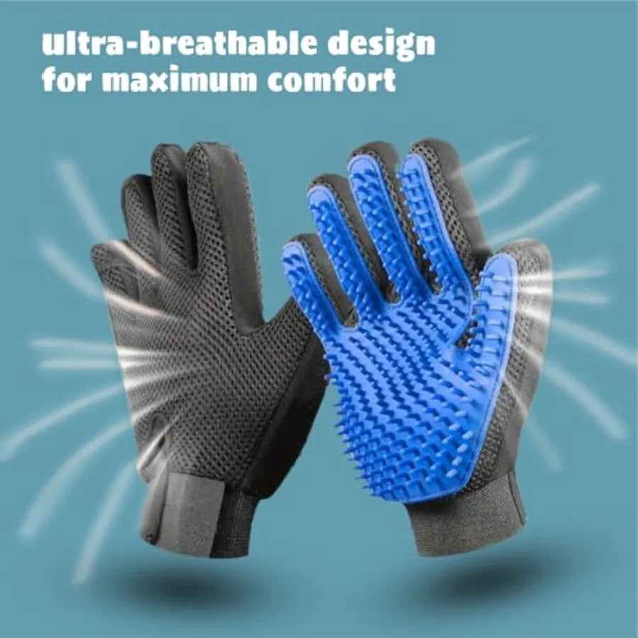 Efficient 2-in-1 Deshedding Pet Grooming Glove With Massage Mitt