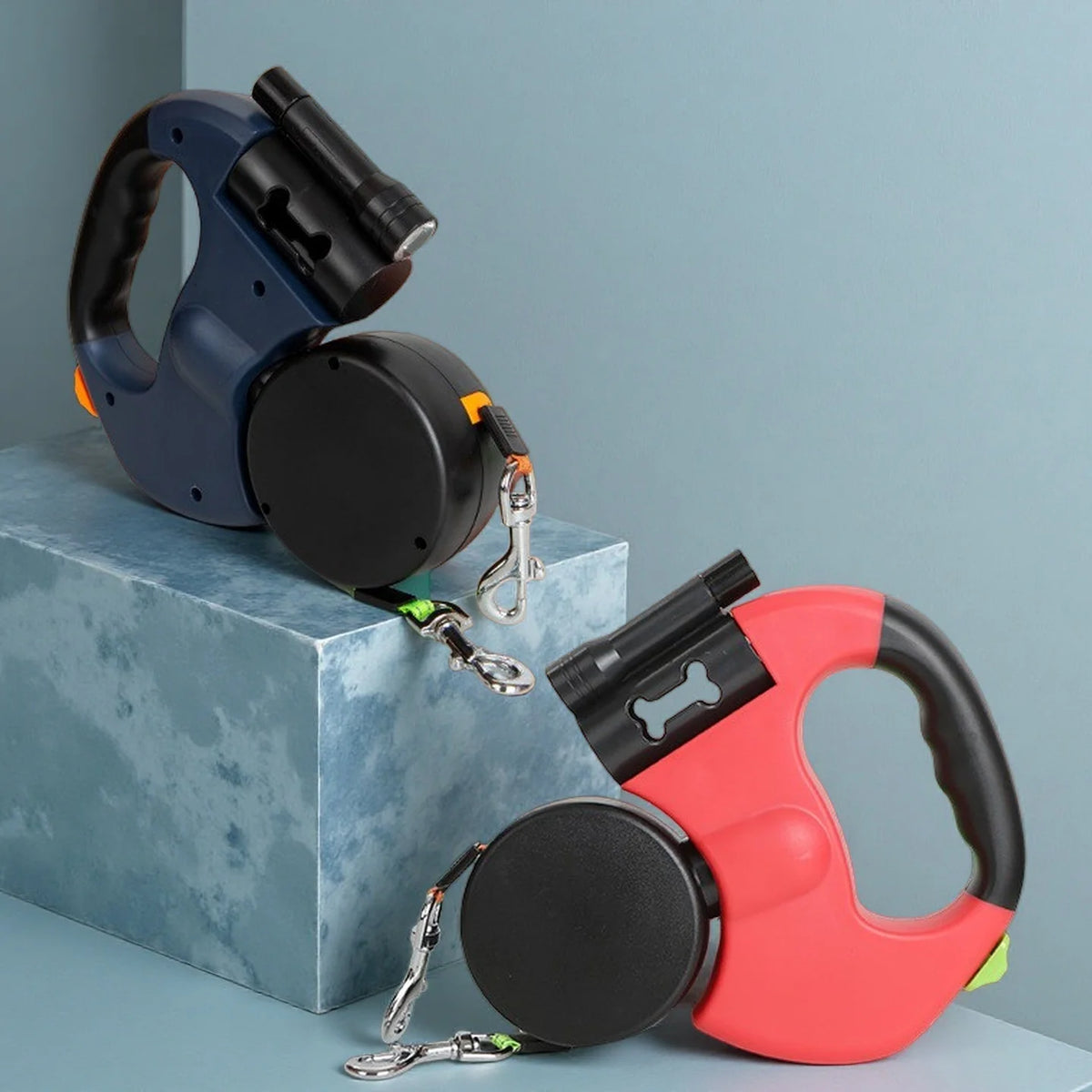Retractable Dual Dog Leash With Led Light And Braking