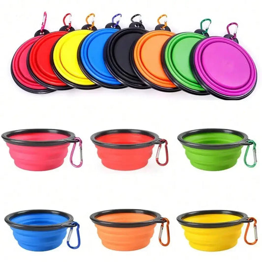 Dog Cat Silicone Food Water Bowl Portable Travel Camping Gear