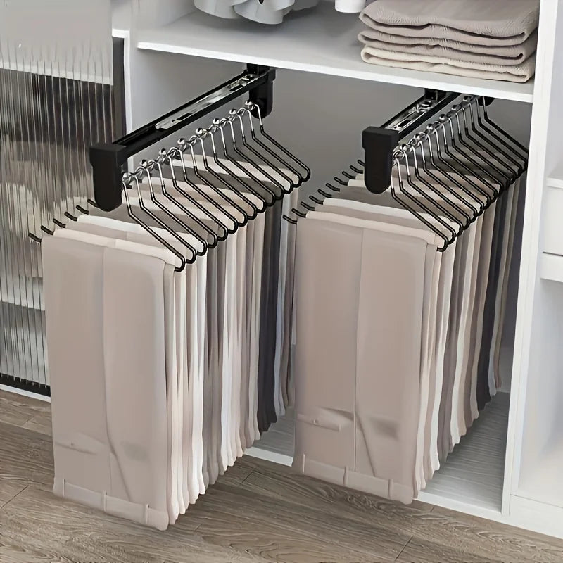 Foldable Adjustable Metal Clothes Storage Rod Hanging Rail Wardrobe Organizer