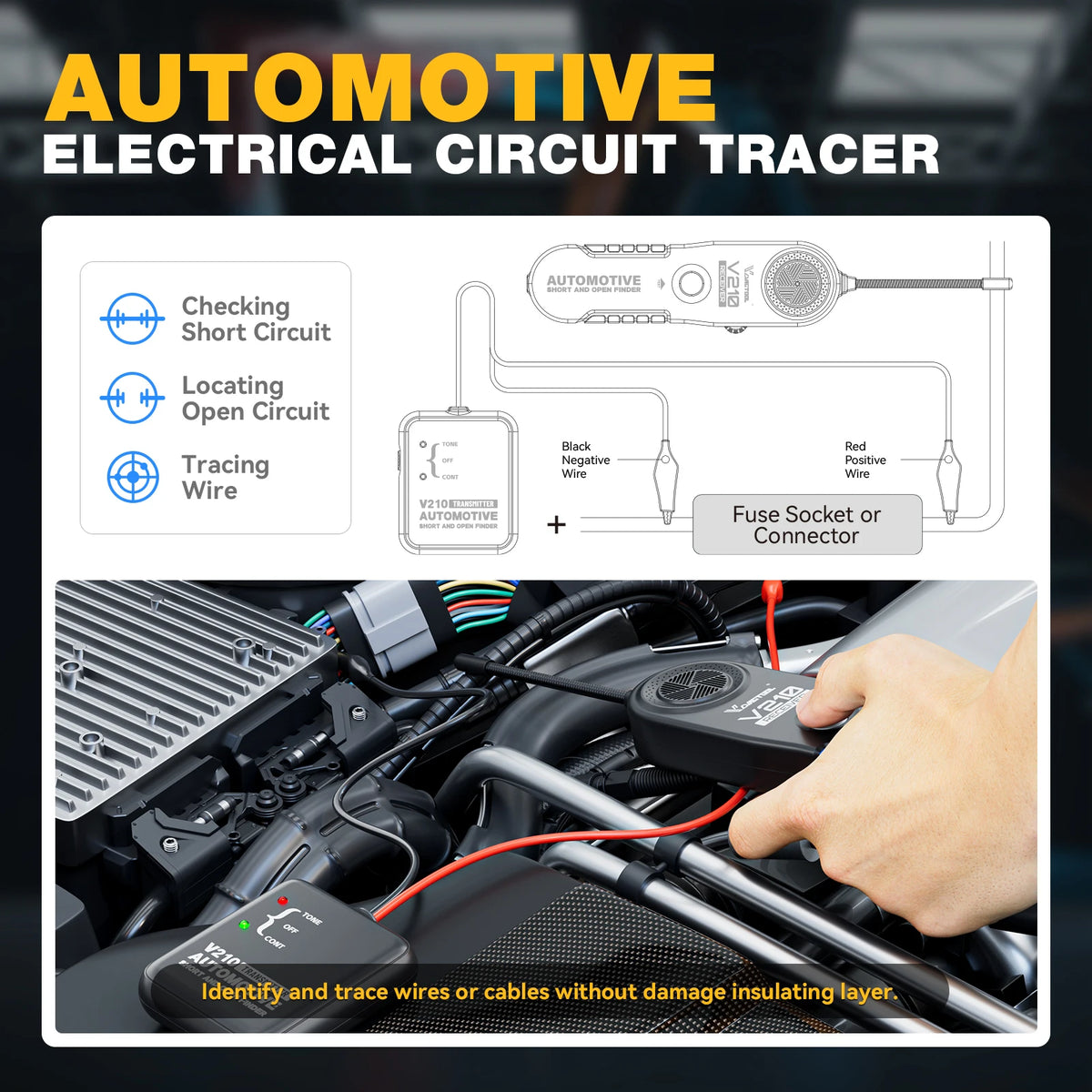VDIAGTOOL Automotive Circuit Fault Finder Wire Tracer Tool