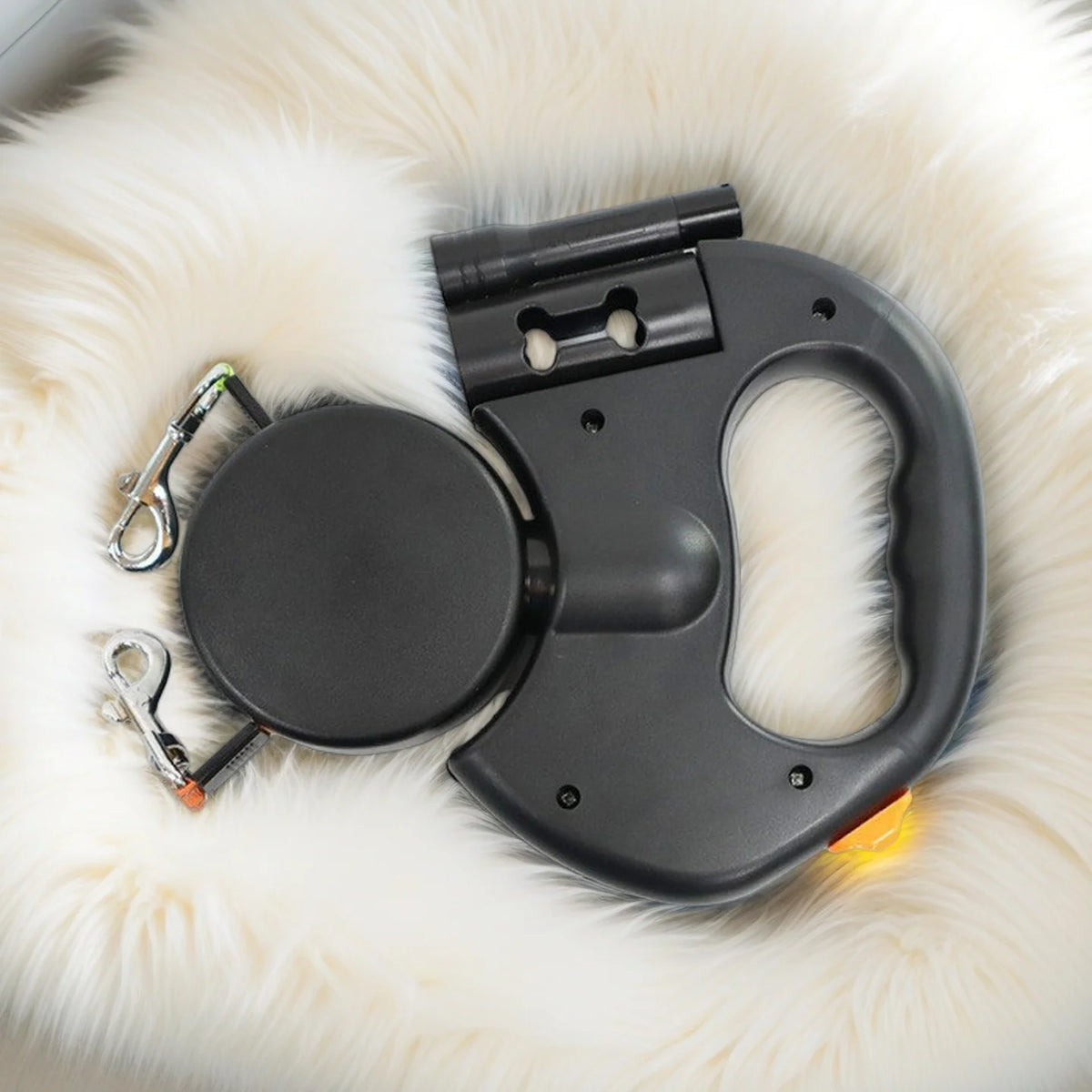Retractable Dual Dog Leash With Led Light And Braking