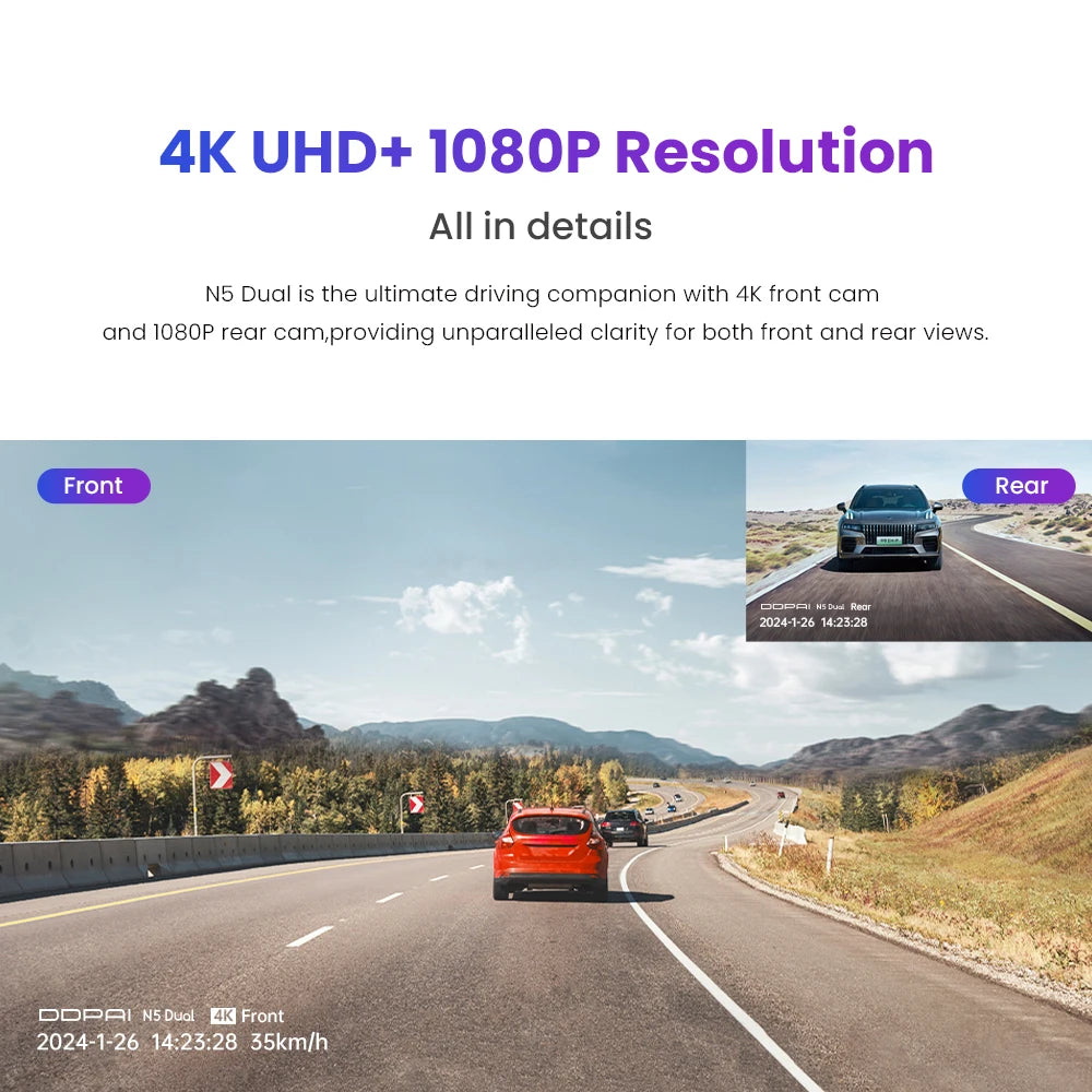 DDPAI 4K Ultra HD Dual Dash Camera With GPS Tracking