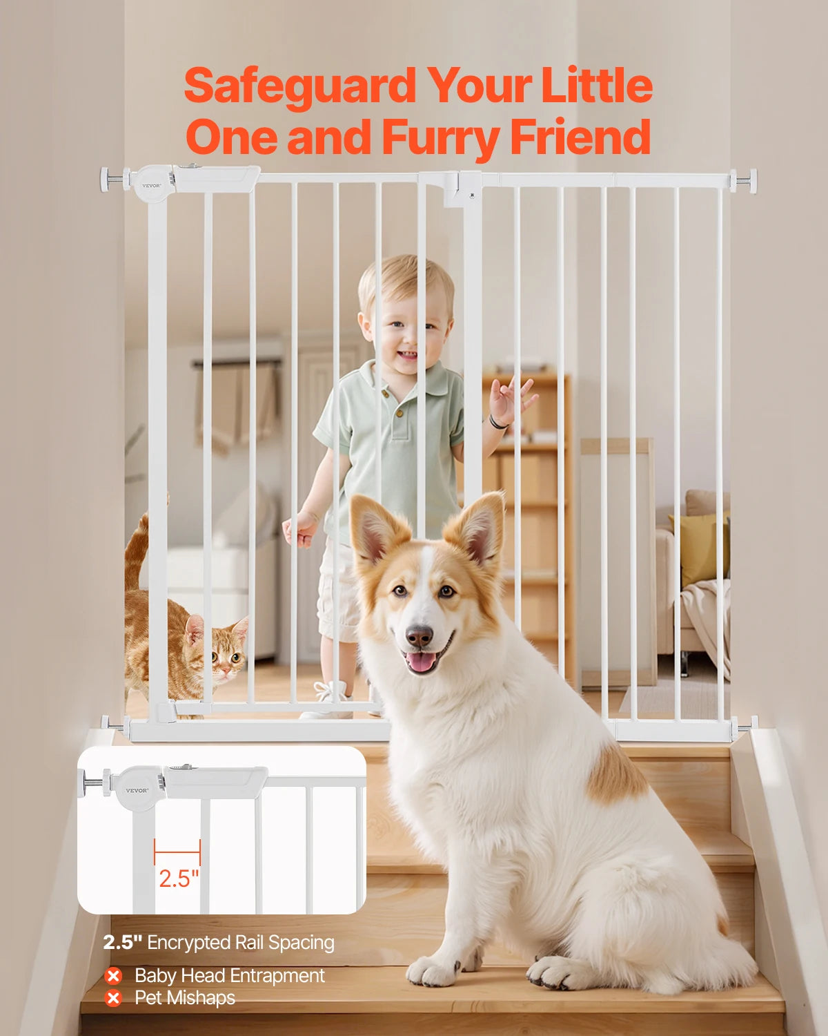 SucceBuy Easy Step Walk Thru Pressure Mount Baby And Dog Gate
