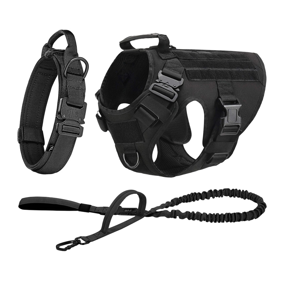 Nylon Tactical Dog Harness With Molle Pouches For Large Breeds