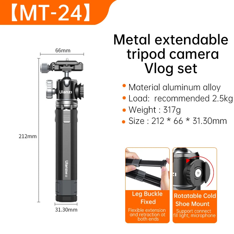 Ulanzi MT-24 Vlog Lite Metal Camera Tripod With Ballhead