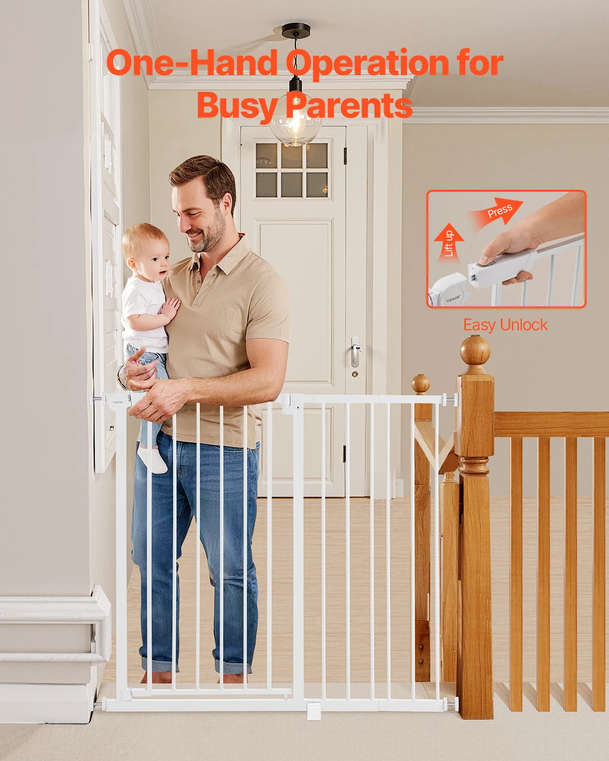 SucceBuy Easy Step Walk Thru Pressure Mount Baby And Dog Gate