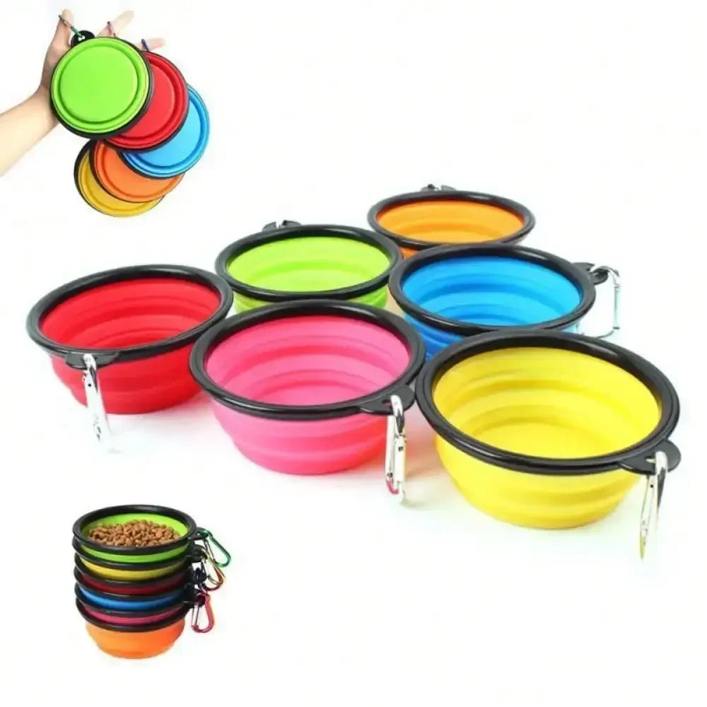 Dog Cat Silicone Food Water Bowl Portable Travel Camping Gear
