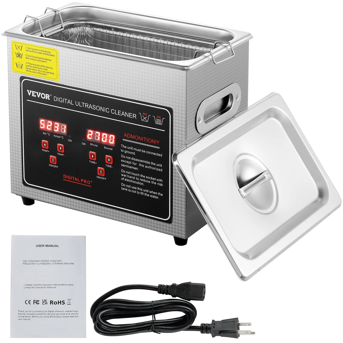 Succebuy Stainless Steel Ultrasonic Cleaner Portable Cleaning Machine For Home