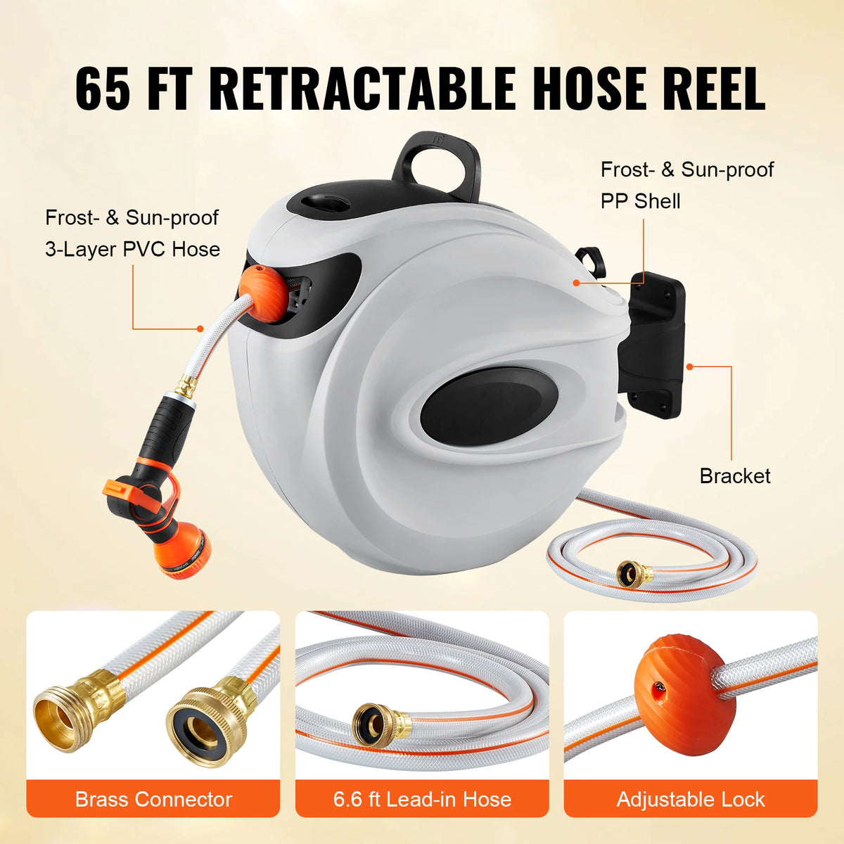 SucceBuy Retractable Garden Water Hose Reel With Nozzle