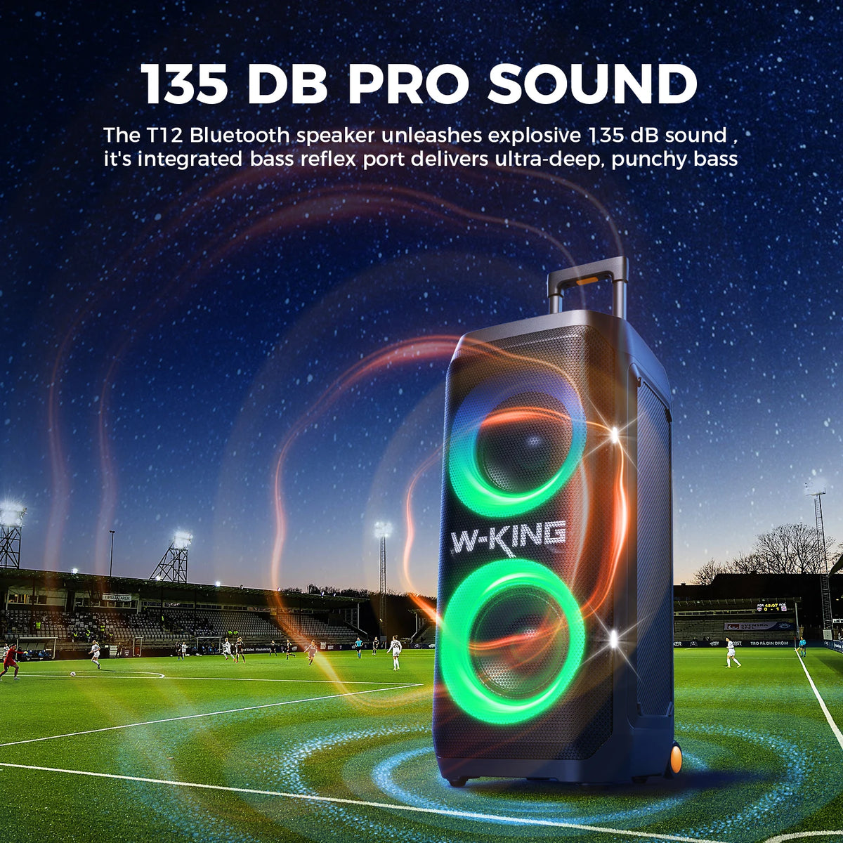 W-King T12 Portable Bluetooth Speaker 370W Max Power With Handle