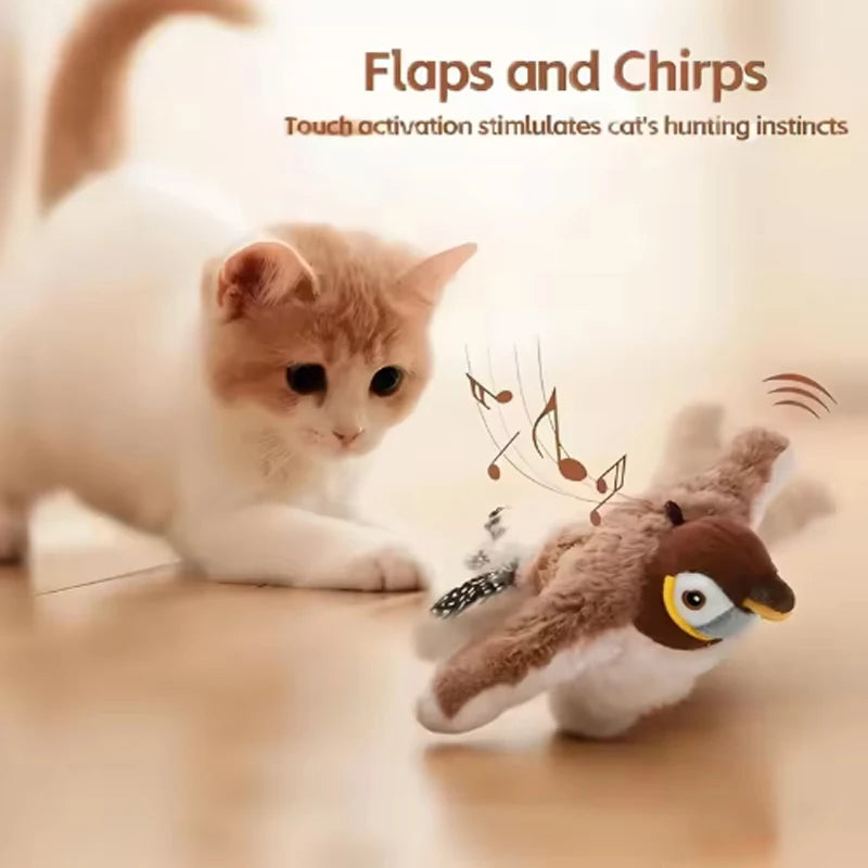 Interactive Flapping Bird Plush Battery Operated Cat Toy